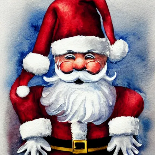 Image similar to a watercolor painting of santa claus