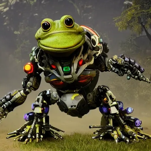 Image similar to cybernetic robot frog from the game Horizon Zero Dawn