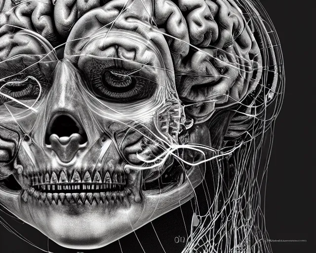 Prompt: photo of a human brain plugged into a quantum computer. art by hr giger. highly detailed 8 k. intricate. nikon d 8 5 0 5 5 mm. award winning photography.