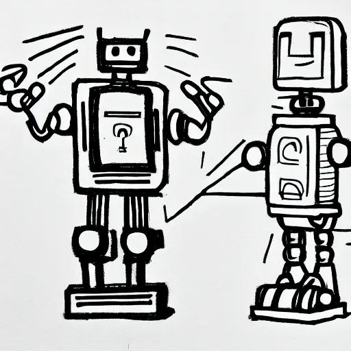 Image similar to robot drawing a human drawing a robot drawing a human