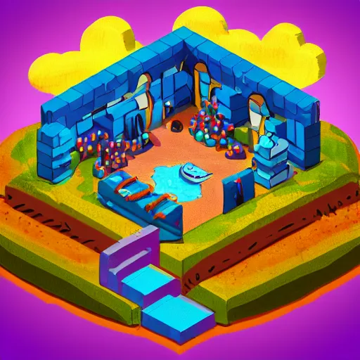 Prompt: cute isometric valhalla