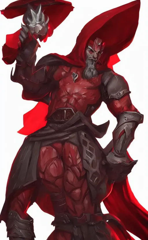 Prompt: a mindblowing red wizard, chad, handsome, super buff and cool, very detailed, sharp, matte, concept art, illustration, digital art, overwatch style, dnd,