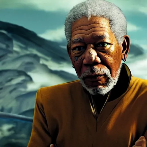 Image similar to Morgan Freeman in Avatar: the last airbender, designed by Bryan Konietzko