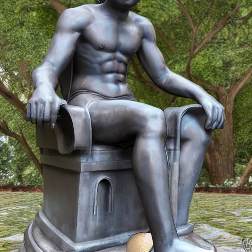 Image similar to thinker statue sitting on throne from games of throne 4k painting