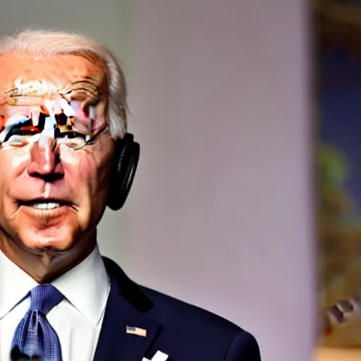 Image similar to joe biden accidentally uses a burger as a phone call