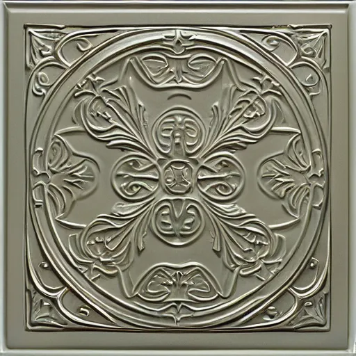 Image similar to Art nouveau ceiling tile, minimal, embossed