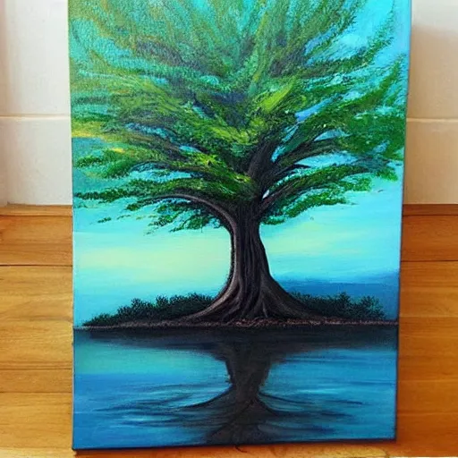 Image similar to “a glowing tree oil panting”