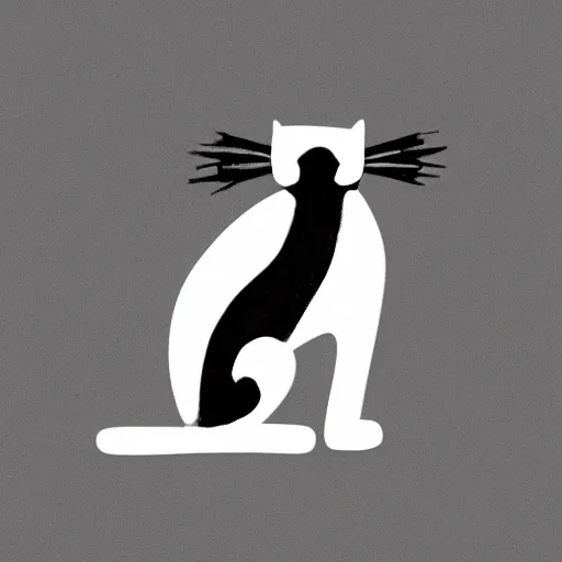 Prompt: minimalist cat doodle black and white