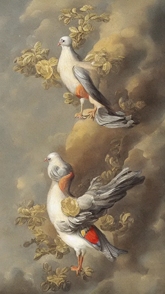 Image similar to rococo painting of a pigeon