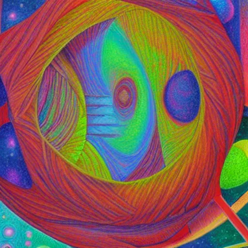 Image similar to non euclidian space, high detail, mind bending, colored pencil