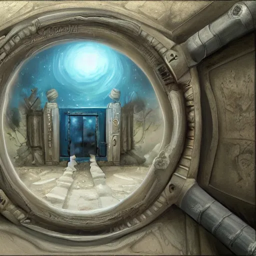 Prompt: realistic painting of a portal highly detailed trending on art station