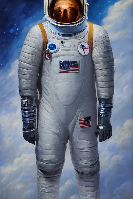 Image similar to whale shaped astronaut suit, whale, oil on canvas, intricate, portrait, 8 k highly professionally detailed, hdr, cgsociety