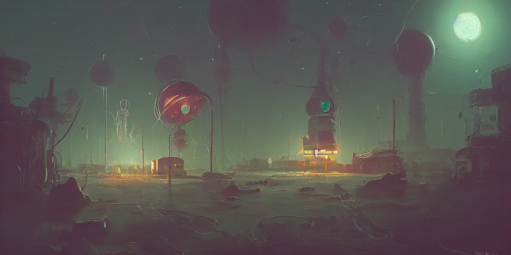 Image similar to A book of a Cosmic Horror by Stalenhag Simon and Simonetti Marc, trending on artstation, vintage colors, volumetric lighting