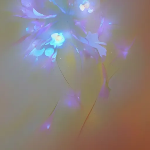 Prompt: Luminescent flower blooming at twilight, cgsociety, r/art