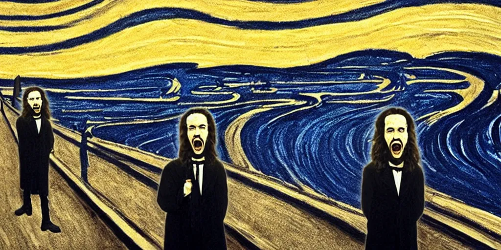 Image similar to john snow in the the scream painting