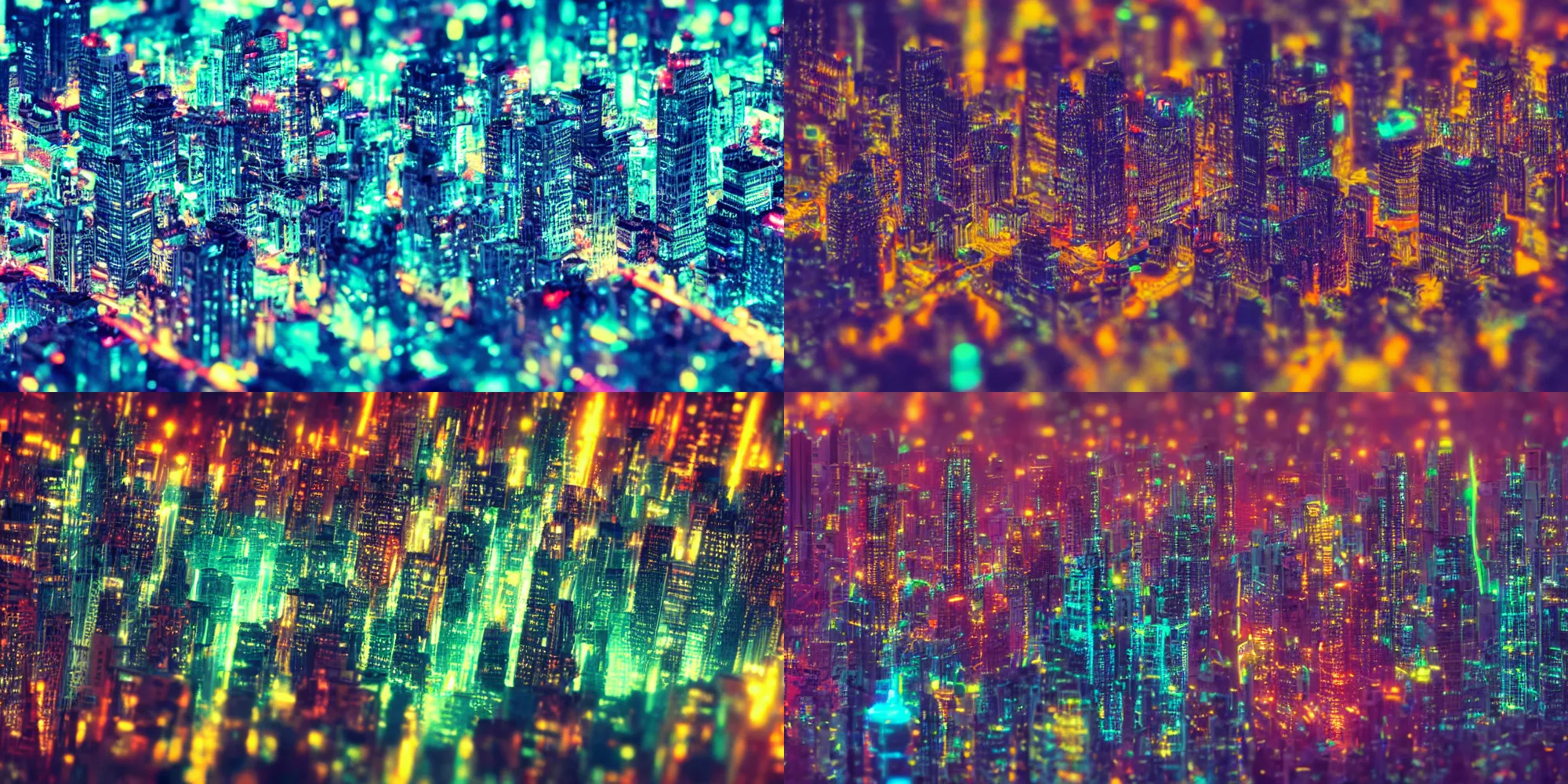 Prompt: futuristic neon city, tilt-shift photo, 4k wallpaper