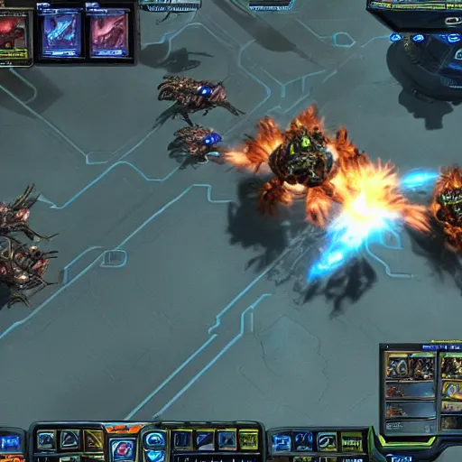 Image similar to a screenshot from a professional starcraft 2 match