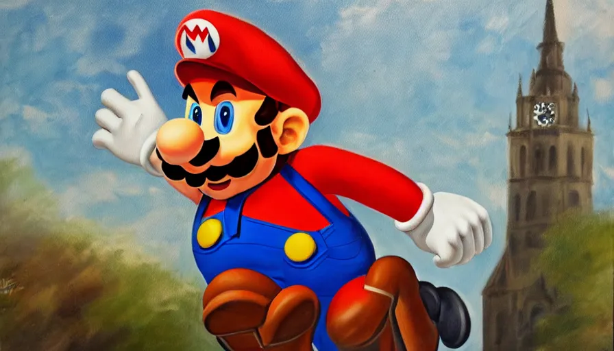 Prompt: Painting of Mario in the style of František Dvořák