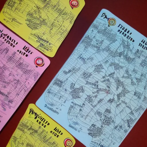 Image similar to musical multiverse map and travel guide, disneyland, labels, coupons, pencil and gouache