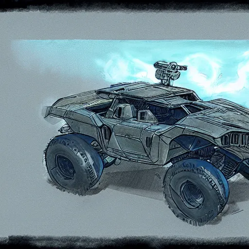 Prompt: concept art blueprint halo new atv vehicles by james cameron