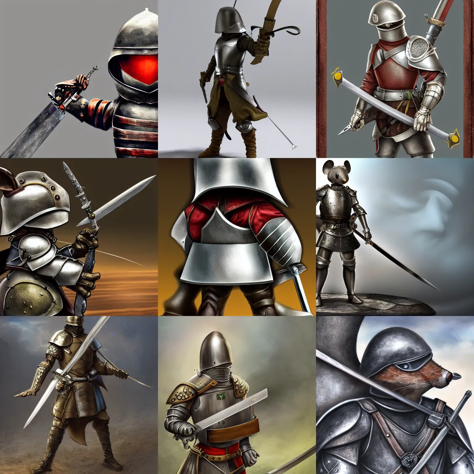 Prompt: mouse soldier in armor with sword, 4k, trending, detailed