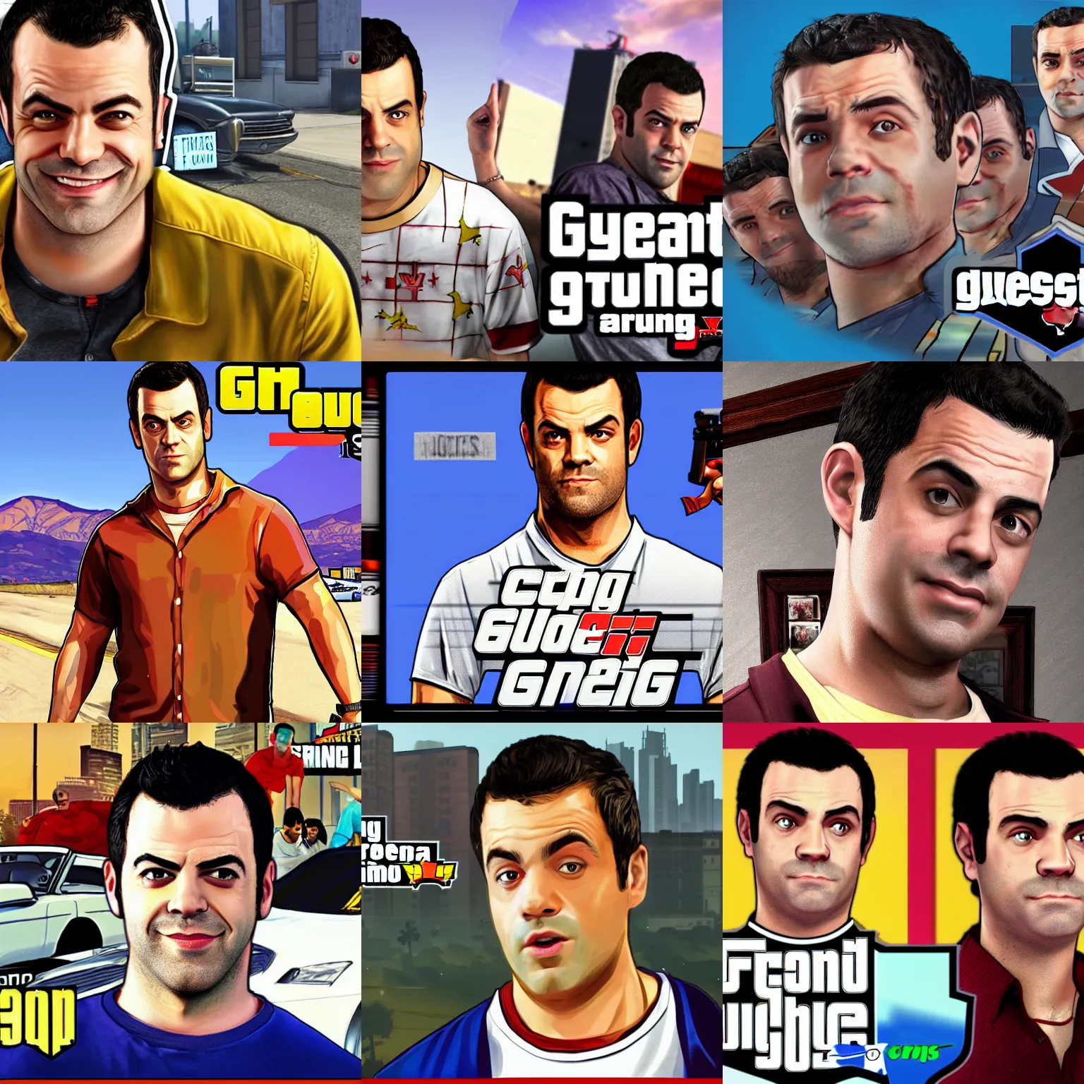 Prompt: dan gheesling as a gta v splash screen, loading screen