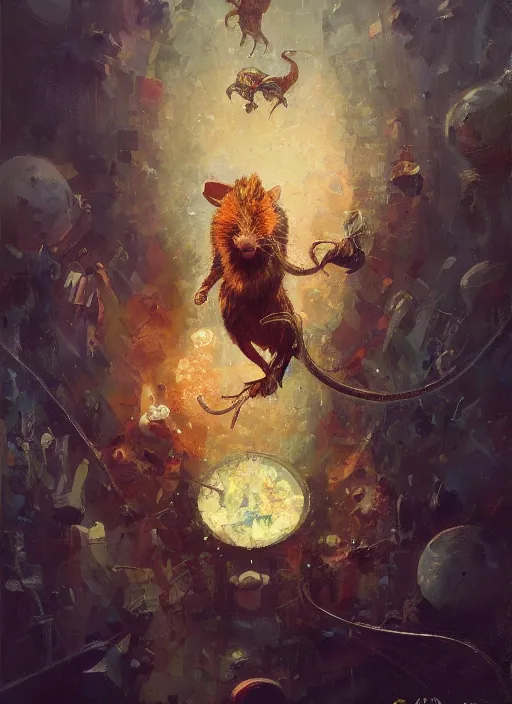 Prompt: Oil painting of a rat, portrait, D&D, Magic The Gathering, by Craig Mullins, Nekro, Victo Ngai, centered, symmetrical, 8k, sharp focus