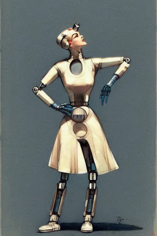 Image similar to ( ( ( ( ( 1 9 5 0 s retro future robot android female dancer. muted colors. ) ) ) ) ) by jean - baptiste monge!!!!!!!!!!!!!!!!!!!!!!!!!!!!!!