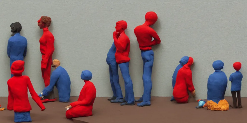 plasticine sculpture stop motion. clay models. man in, Stable Diffusion