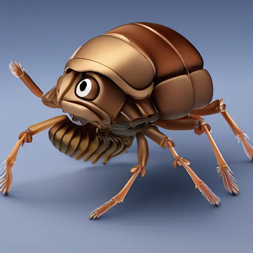 Prompt: cute isopod going to school, octane render, cute