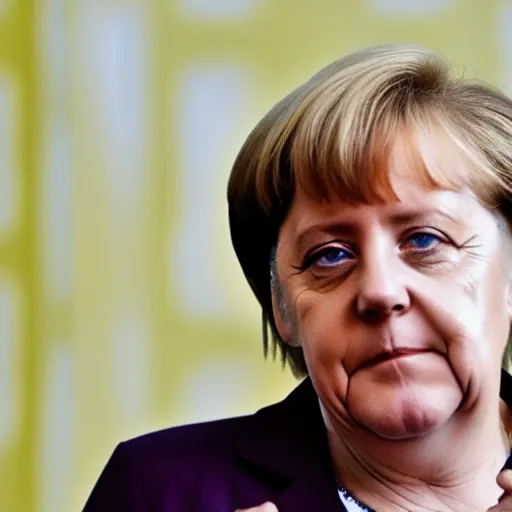 Prompt: angela merkel gopnik style, holding vodka bottle