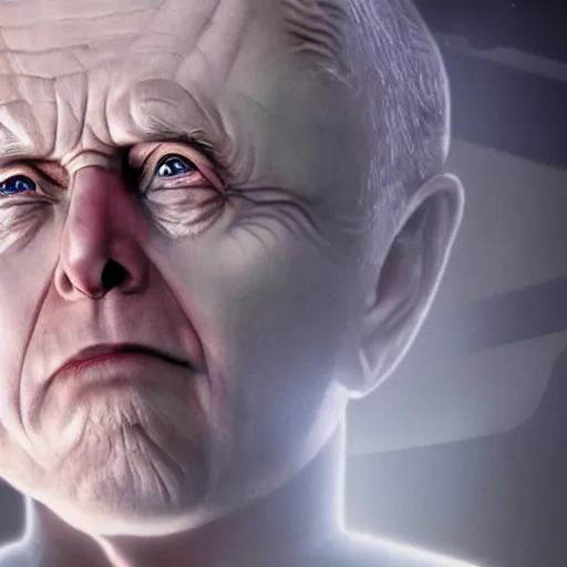 Image similar to elon musk as emperor palpatine as seen in stars wars episode 3 , 8k resolution, full HD, cinematic lighting, award winning, anatomically correct