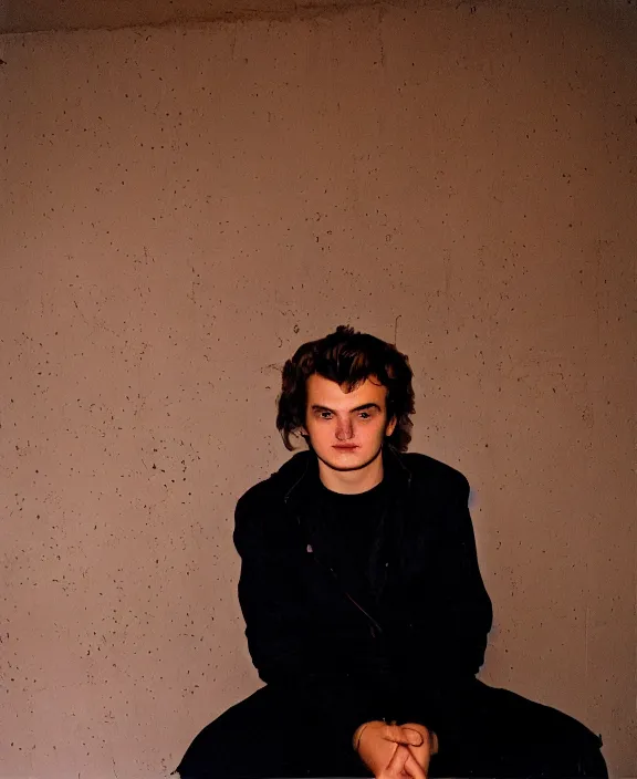 Image similar to portrait of joe keery photographed by nan goldin