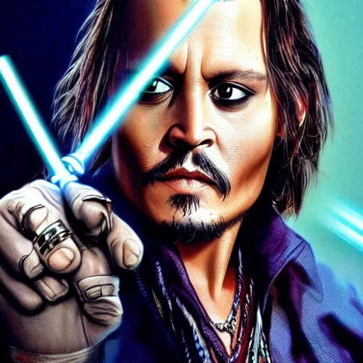 Prompt: johnny depp as a jedi