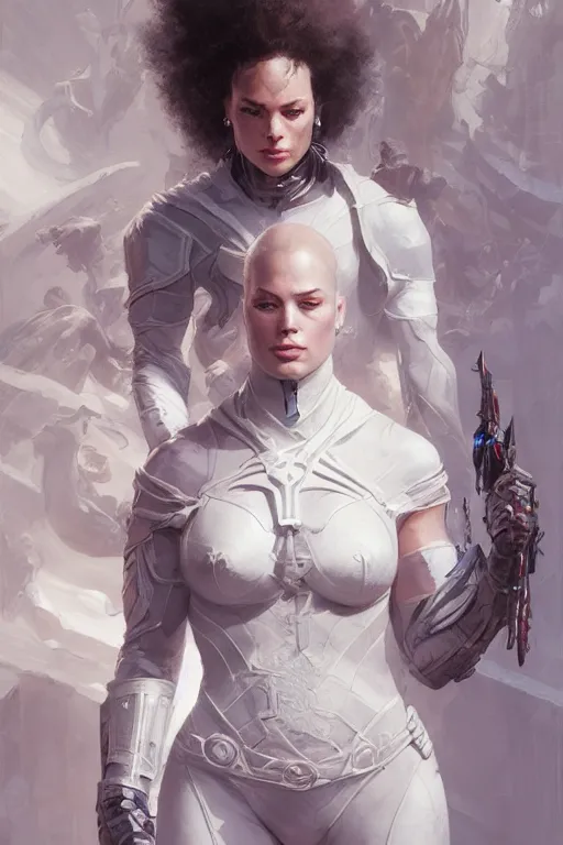 Image similar to Portrait of Ashley Graham, white, marvel comics, dark, intricate, highly detailed, smooth, artstation, digital illustration by Ruan Jia and Mandy Jurgens and Artgerm and Wayne Barlowe and Greg Rutkowski and Zdislav Beksinski