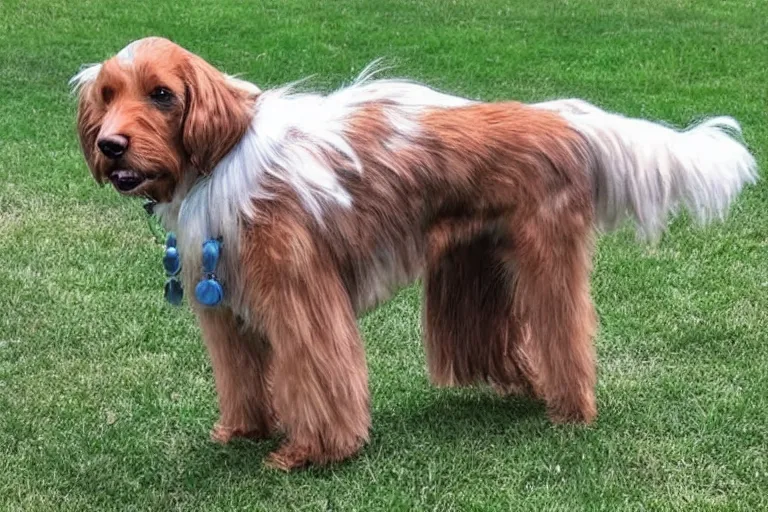 Image similar to a dog with a mullet