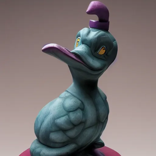 Prompt: A marble statue of Darkwing Duck