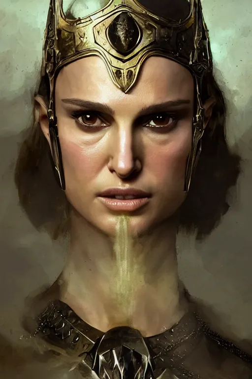 Image similar to natalie portman, legendary warrior, heroic, lord of the rings, tattoos, decorative ornaments, battle armor, by carl spitzweg, ismail inceoglu, vdragan bibin, hans thoma, greg rutkowski, alexandros pyromallis, perfect face, fine details, realistic shading photorealism