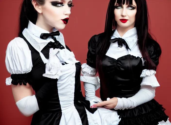 Image similar to goth girl in a maid outfit