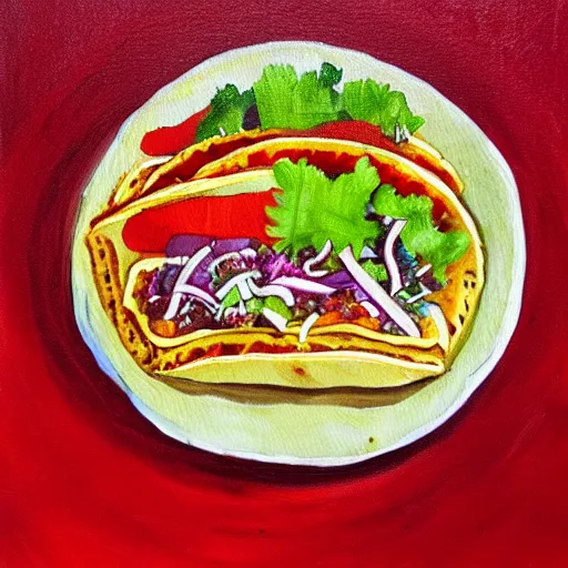Prompt: a painting of a taco