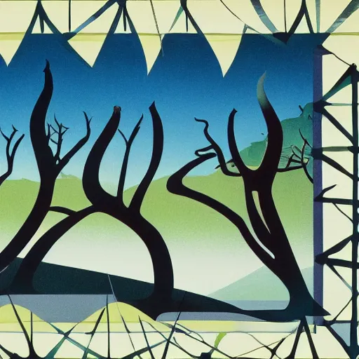 Image similar to eyvind earle desert fishing game