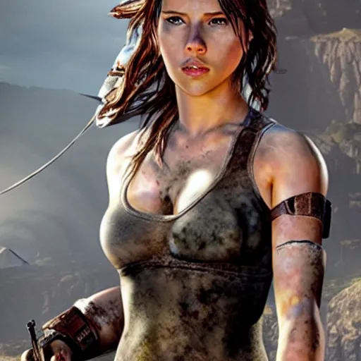 Image similar to Scarlett Johansson as tomb raider