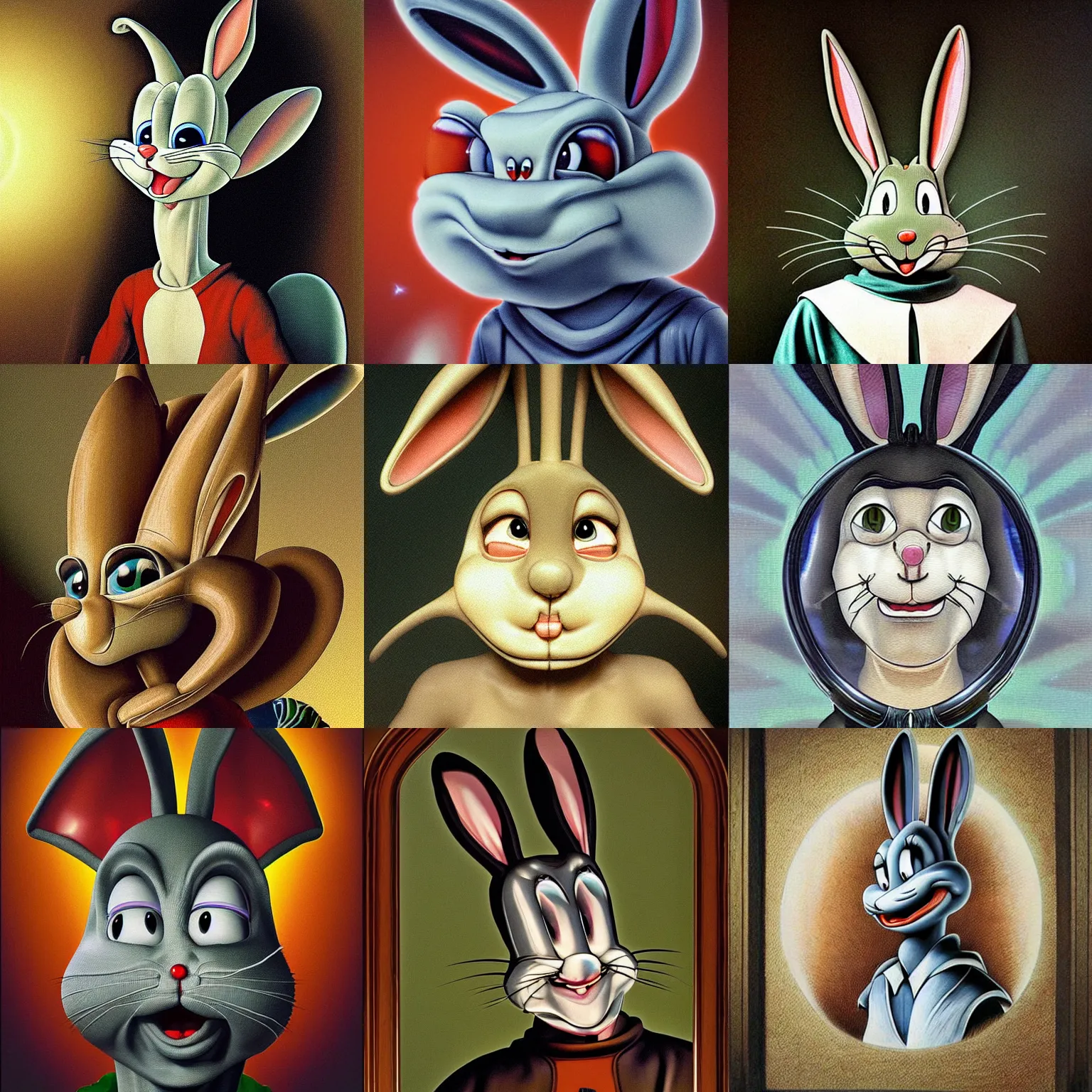 Prompt: 2 0 7 0 bugs bunny portrait in the alien dimension : : photorealistic sci - fi detailed intricate face details ultradetailed ultra - realistic by hieronymus bosch