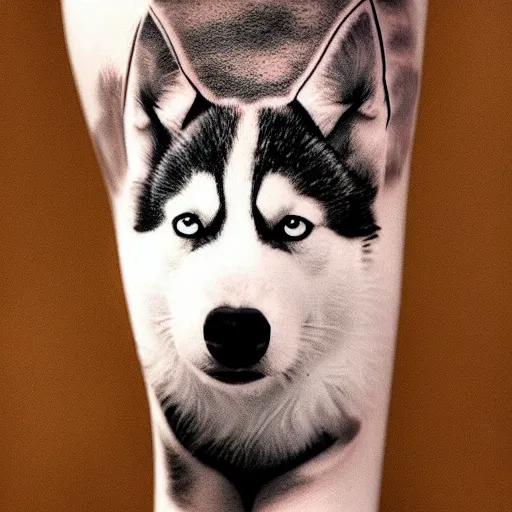 Prompt: “simplistic husky tattoo, photography, 4k HD”