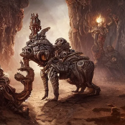 Image similar to pugs in a princess of mars, intricate detail, royo, vallejo, frazetta, giger, whealan, hd, unreal engine,