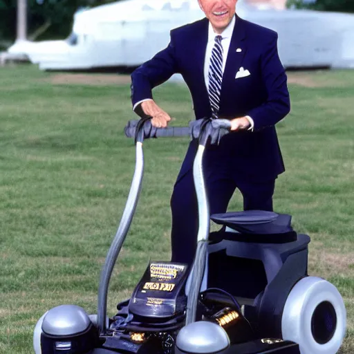 Prompt: Joe Biden in lawnmower man, bad 90s cg