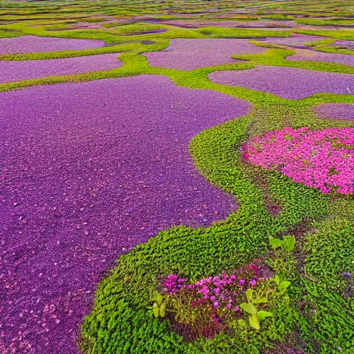 Prompt: An green oasis full of beautiful flowers in the middle of Saharah desert, 8k photography