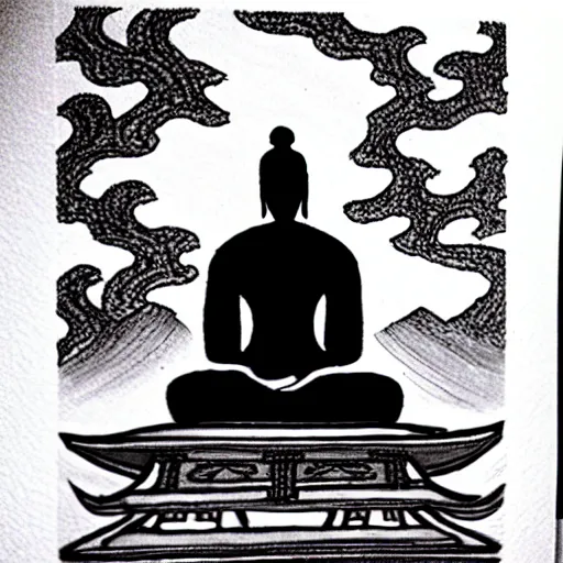 Image similar to zen temple ink