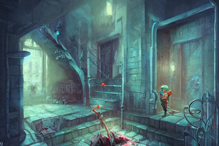 Image similar to drow house captain cursed by the medicine, painted by paul youll and marc simonetti, trending on artstation, dramatic lighting isometric view street art, crayon art, tilt - shift, final, remodernism