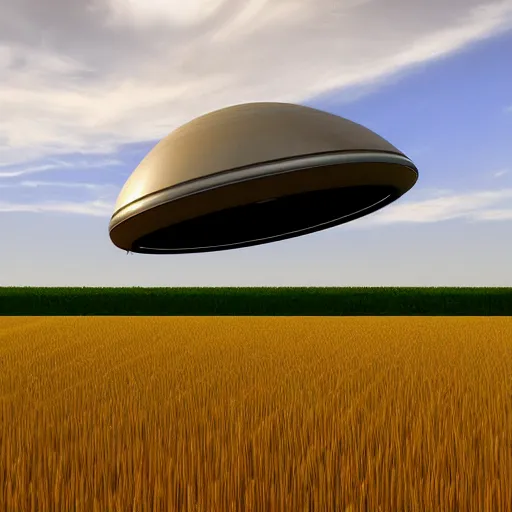 Prompt: A crashed UFO in a wheat field, digital art, trending on artstation